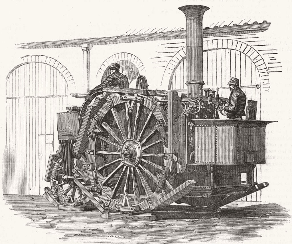 SMITHFIELD. Tuxford's traction-engine, exhibited 1857 old antique print